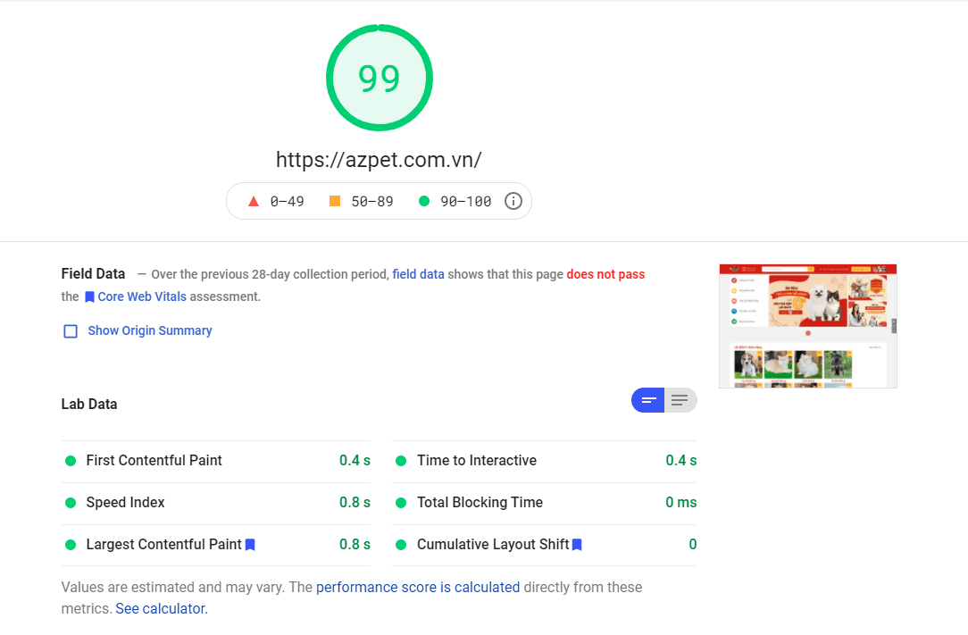 Tối ưu tốc độ website trên Google PageSpeed Insights