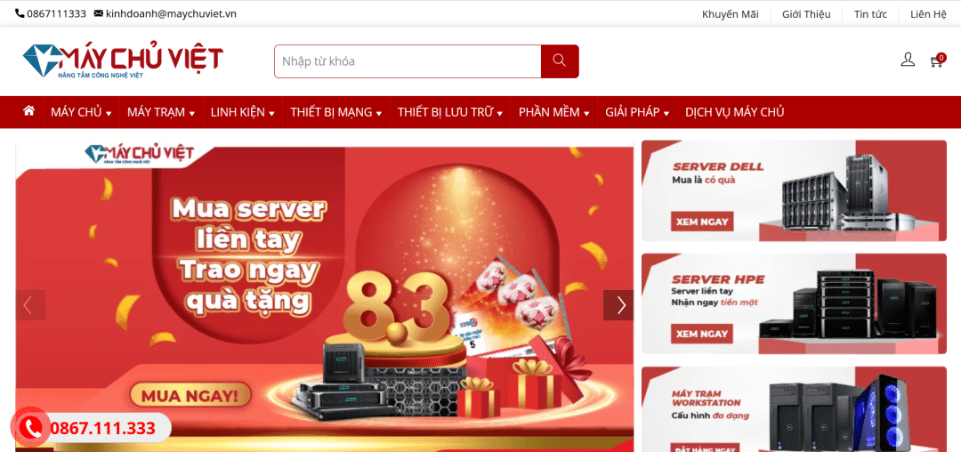 Website công ty Máy Chủ Việt