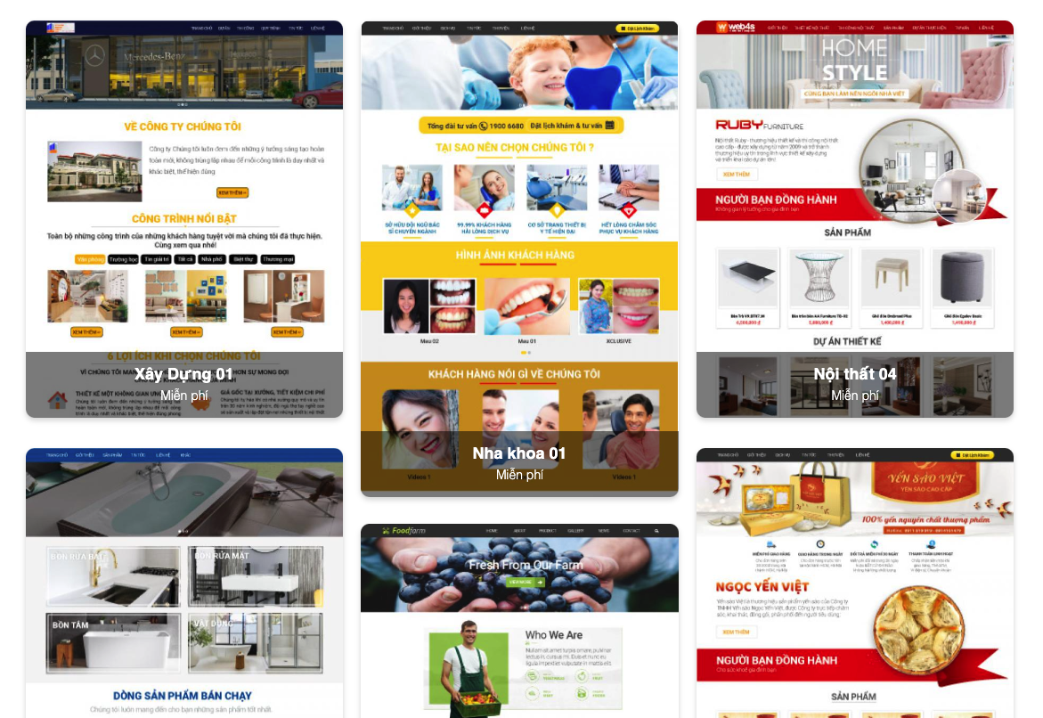Kho giao diện website bán hàng