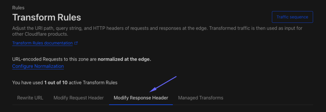 Chọn Modify Response Header để tạo rules