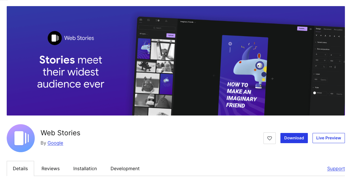 Tải và cài plugin Web Stories