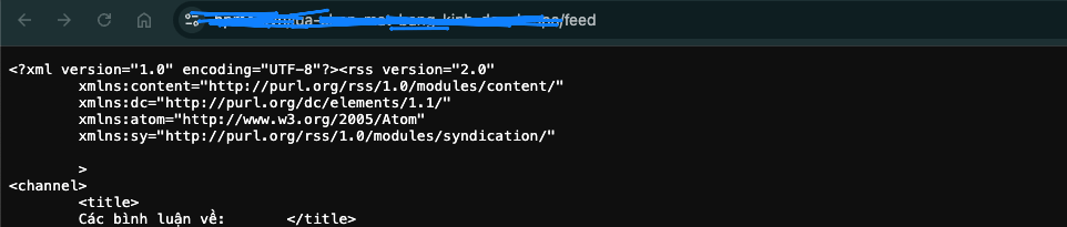 Truy cập url /feed ra kết quả dữ liệu XML