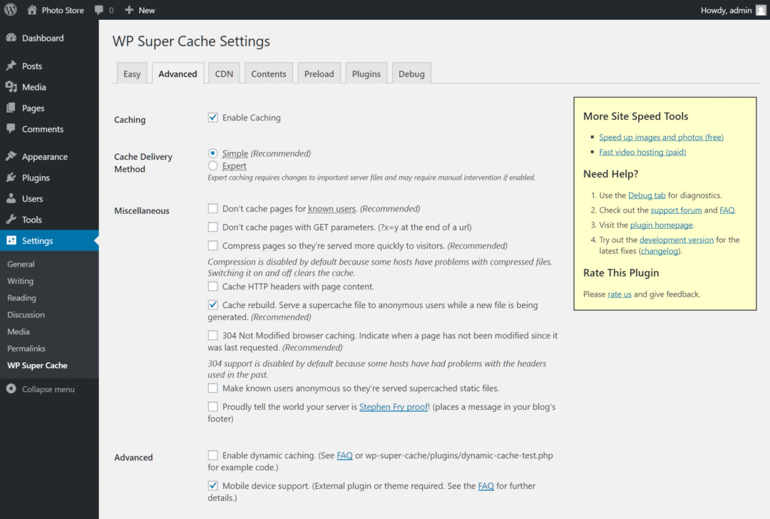 Hướng dẫn xoá cache cho web WordPress 2 WP Super Cache plugin